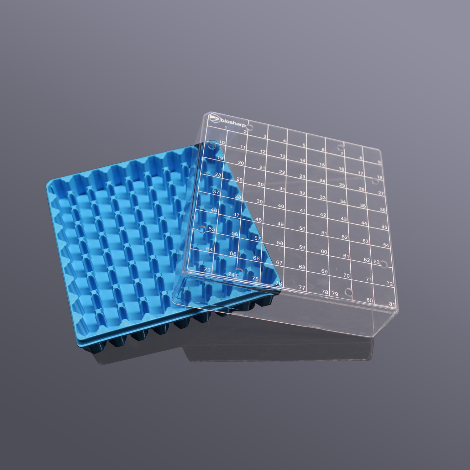 2ml塑料冻存盒PC淡蓝色(PC盖,透明）