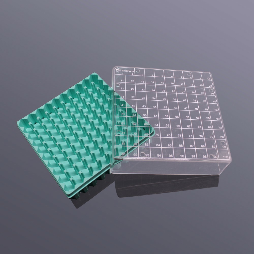 2ml塑料冻存盒PC淡绿色(PC盖,透明)