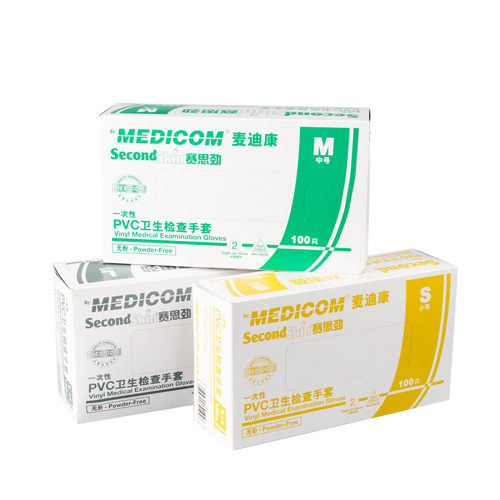 Medicom® Second Skin™ PVC检查手套, 100只/盒, 10盒/箱