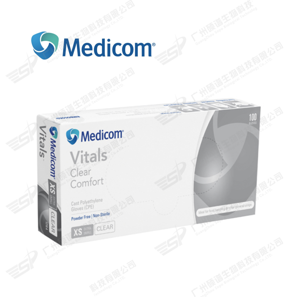 Medicom® Vitals CPE手套 无粉 (非医用) , 100只/盒, 10盒/箱